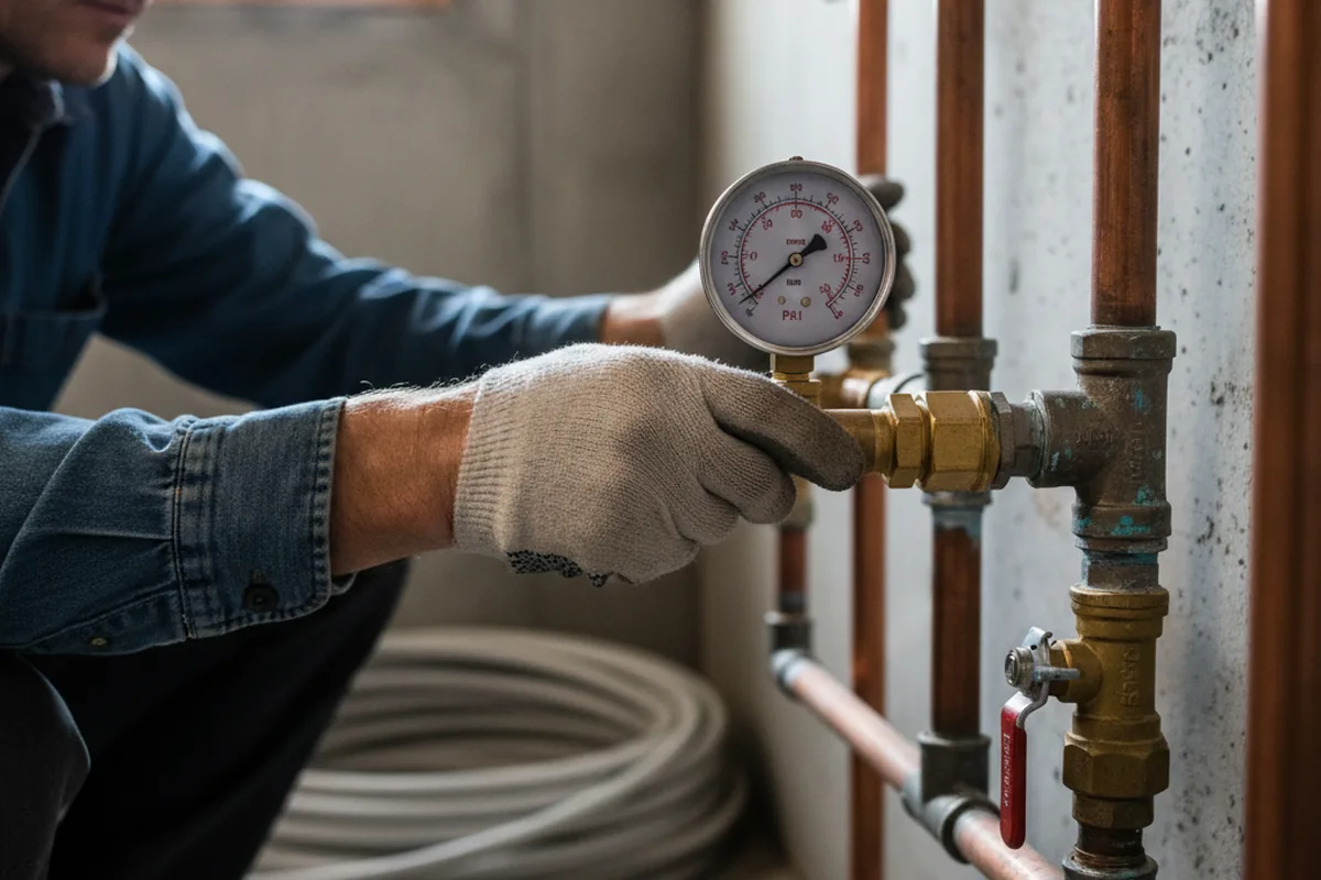 Pressure testing a repaired line during Water Line Repair in Bryant